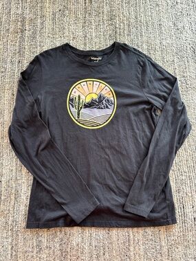 Wrangler Black Long Sleeve Tee with Desert Sunrise Graphic